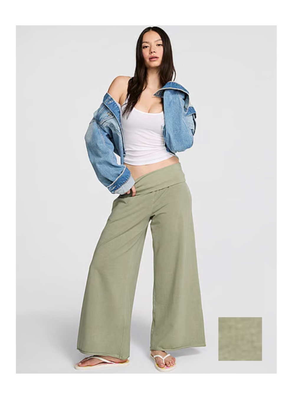 Pink All-Day Cotton™ Foldover Wide-Leg Pants - Pink